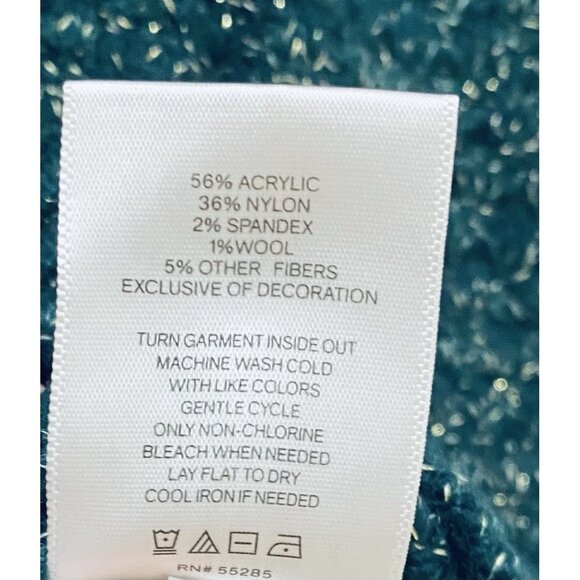 Express Cardigan Sweater Womens Medium Green Glitter Puffy Sleeve Cottagecore - Picture 6 of 7